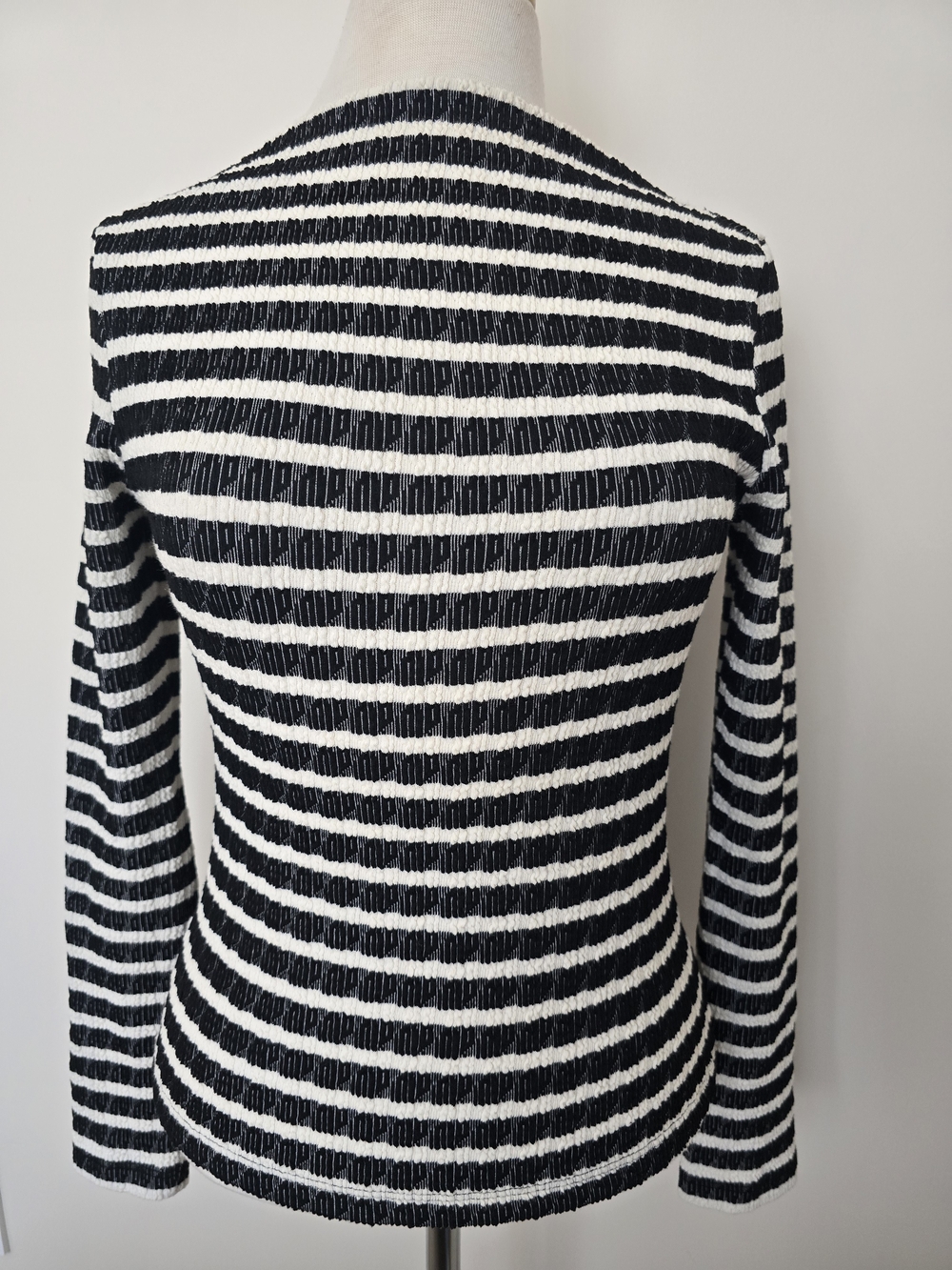 Striped Black & White Boat Neck Top Size M
